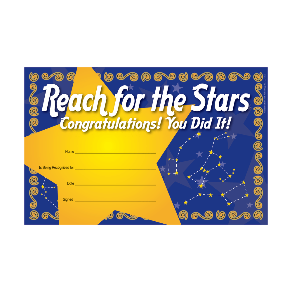 Barker Creek Blank Award Certificates, Reach For The