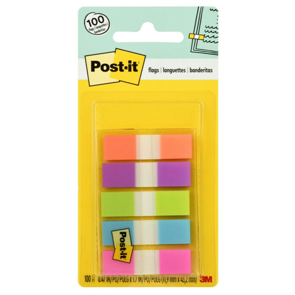 Post-it® Notes Flags, 1/2" x 1-7/10", Assorted Bright