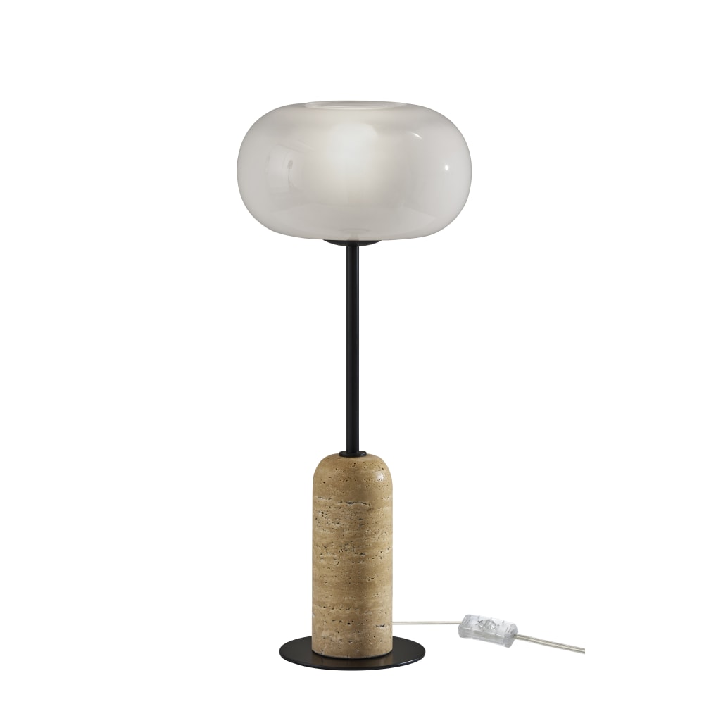 Adesso Byron Table Lamp, Black/White Glosted Glass Shade