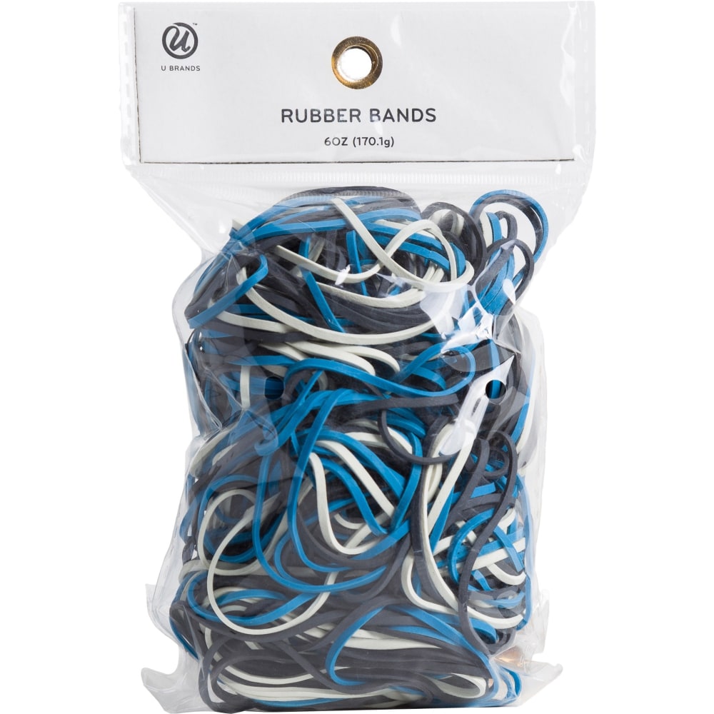 U Brands Rubber Bands Bag, 4-13/16", Assorted Colors,