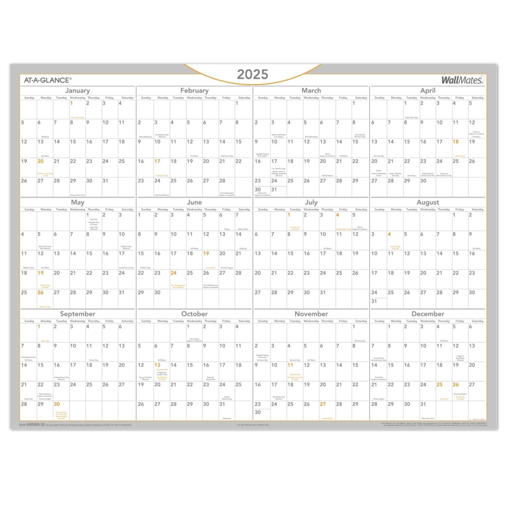 2025 AT-A-GLANCE® WallMates Self-Adhesive Dry-Erase Yearly