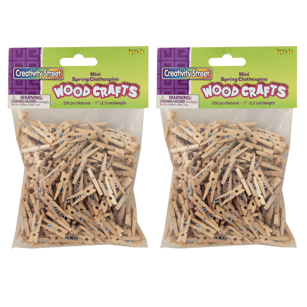 Creativity Street Mini Spring Clothespins, Natural Wood, 1",