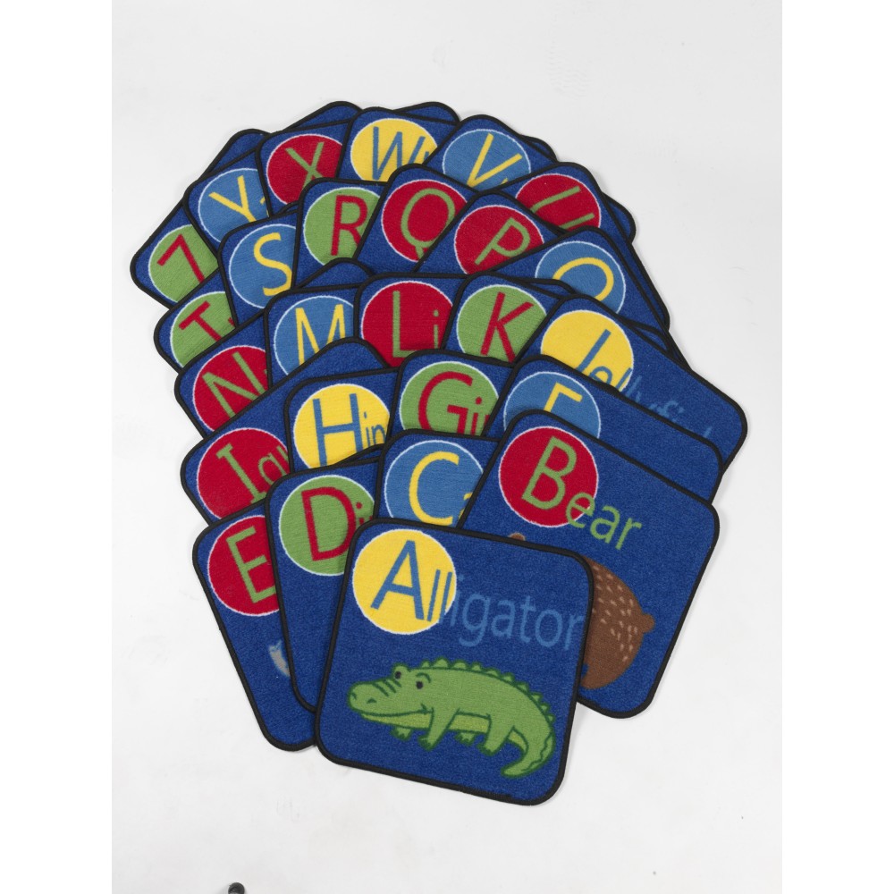 Flagship Carpets Alphabet Animals Seating Squares, 16" x