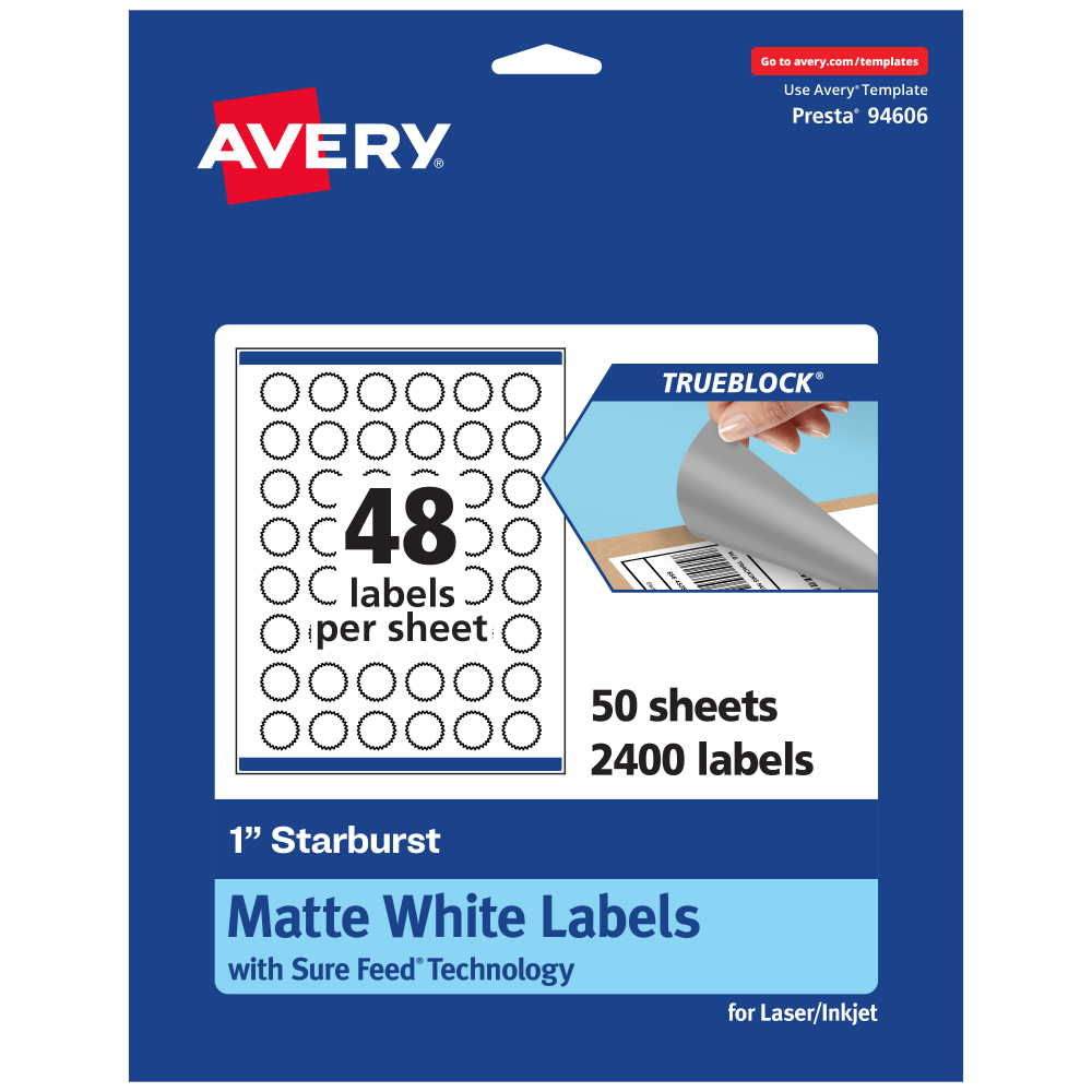 Avery® Print-To-The-Edge TrueBlock® Labels With Sure Feed®,