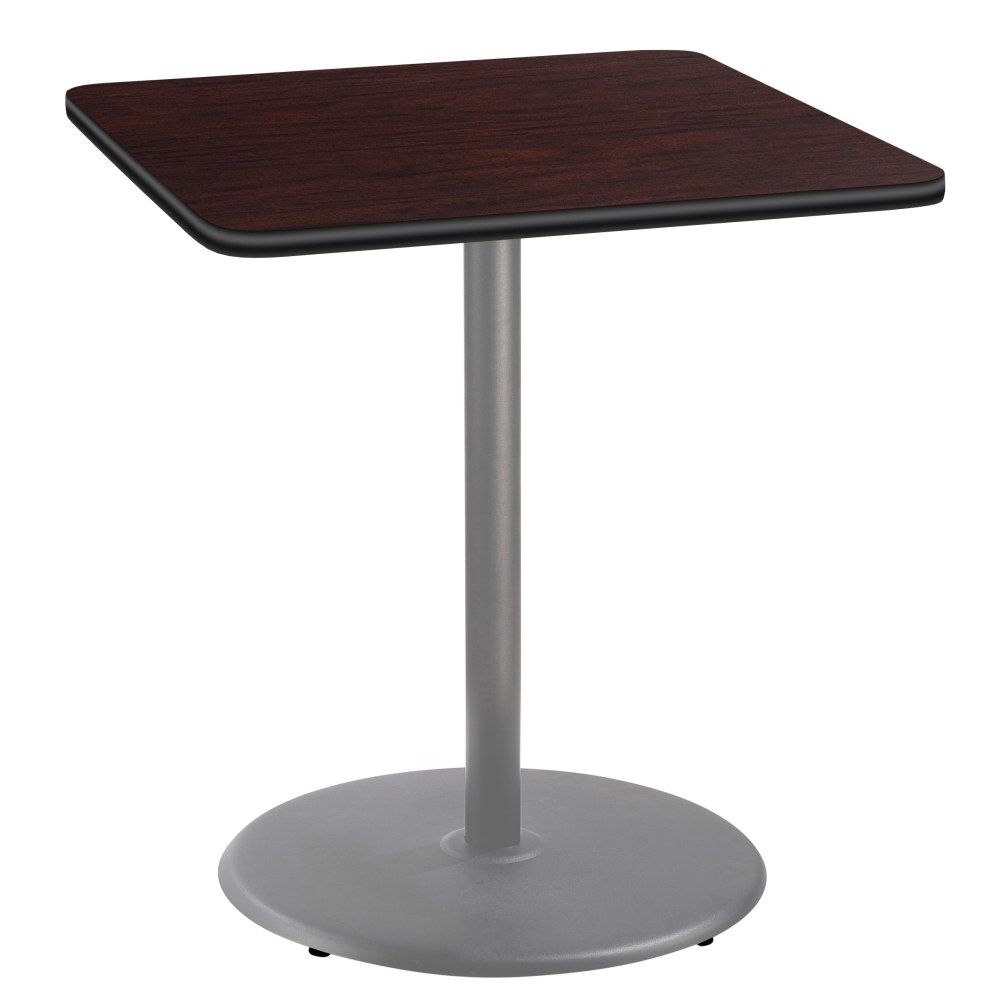 National Public Seating Square Café Table, Round Base,