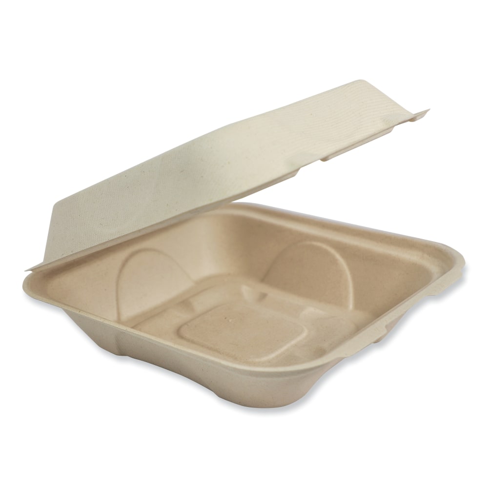 World Centric® Fiber Hinged Containers, 3-1/4”H x 9-1/4”W