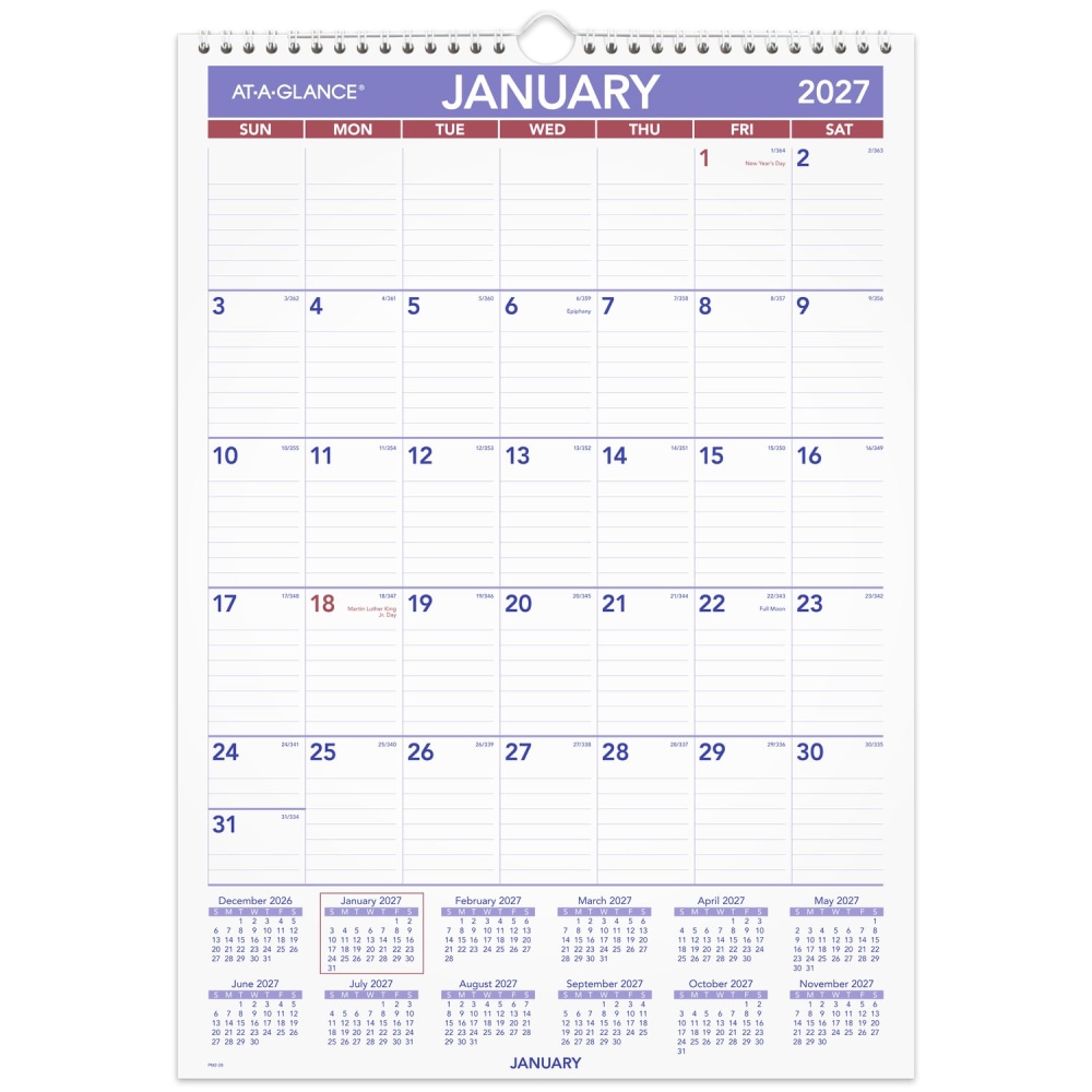 AT-A-GLANCE® 2027 Monthly Wall Calendar, Medium, 12" x