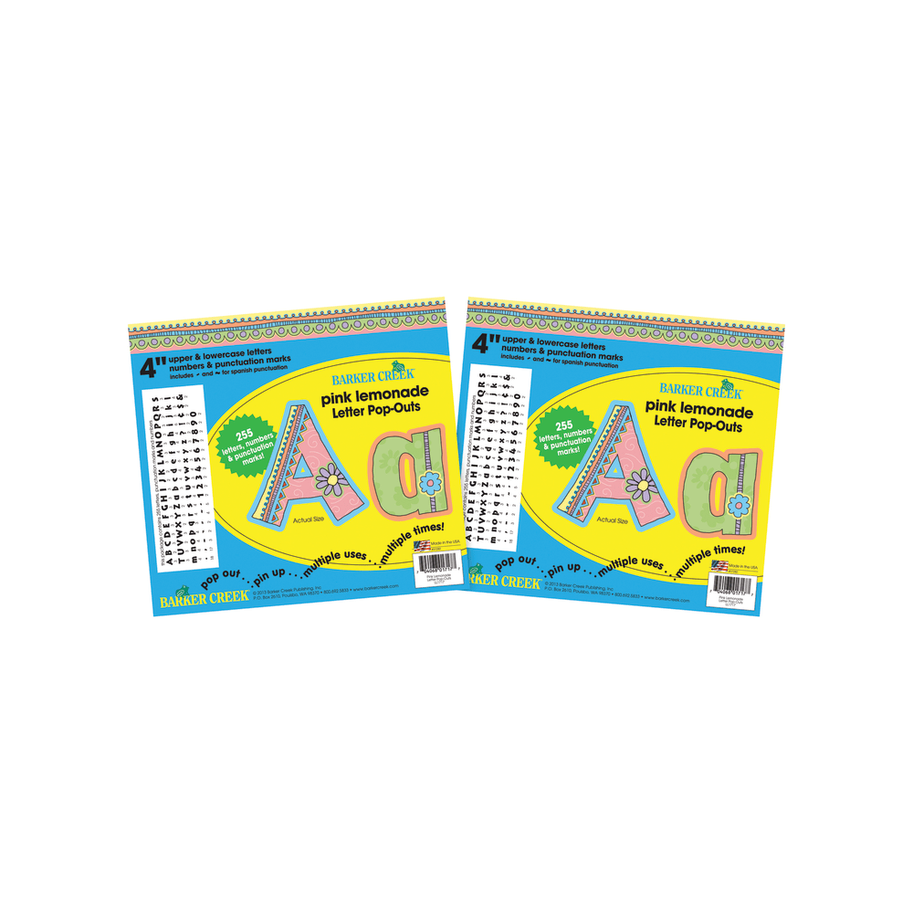 Barker Creek Letter Pop-Outs, 4", Pink Lemonade, Pack