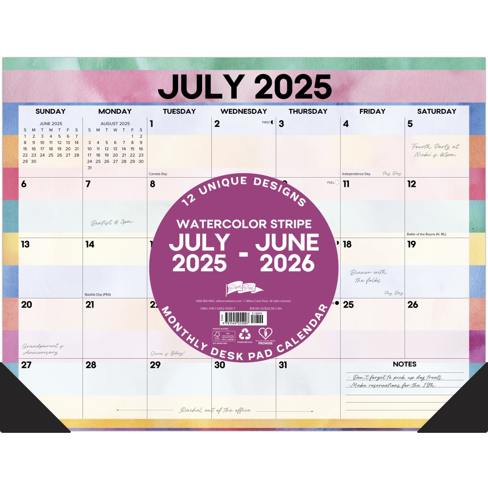 Willow Creek Press Academic Monthly Desk Pad Calendar,