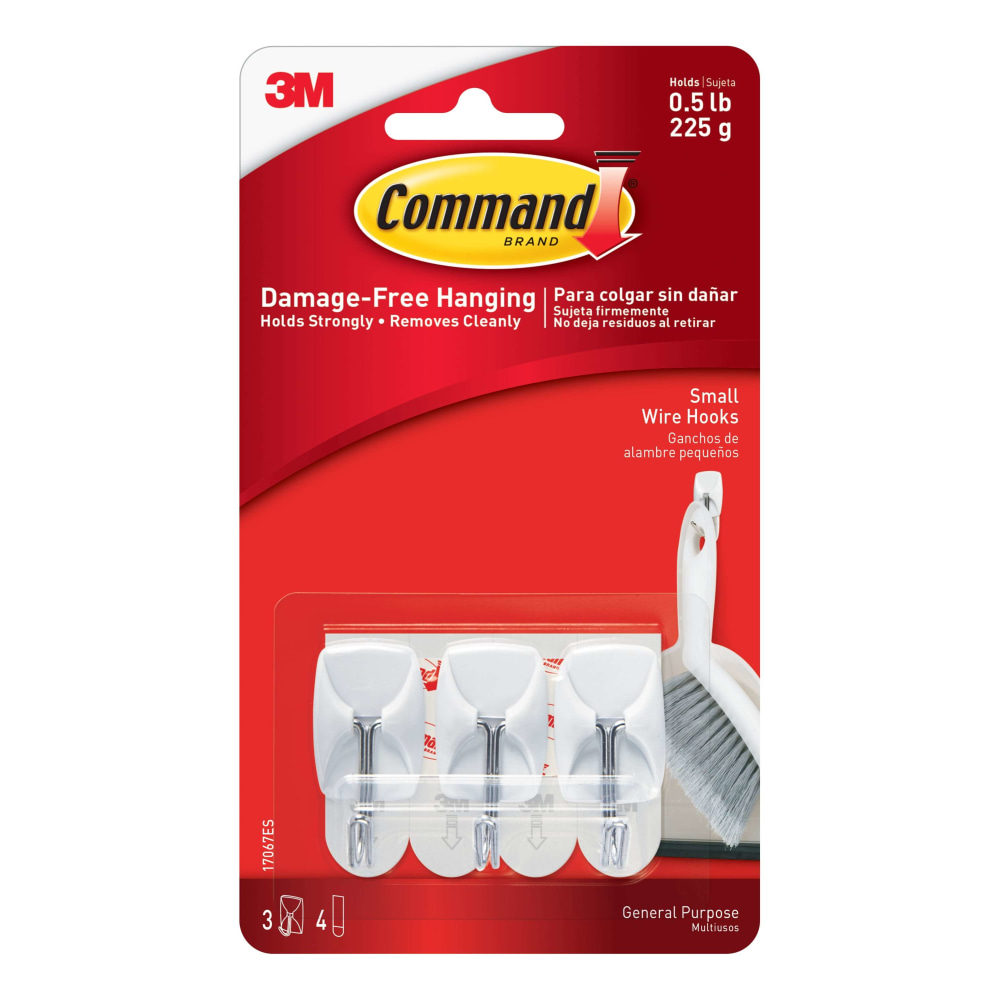 Command 3 Clear Small Wire Toggle Hooks &
