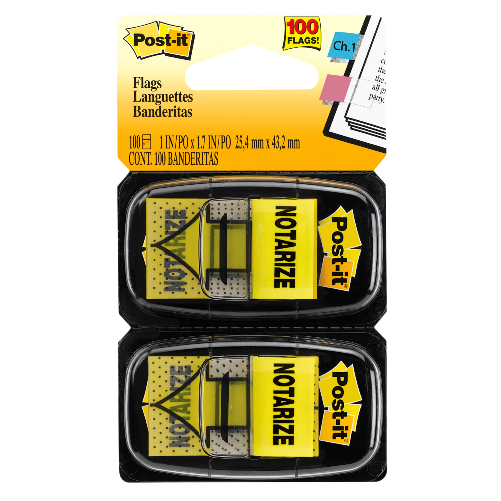 Post-it® Printed Flags, "Notarize", 1" x 1
