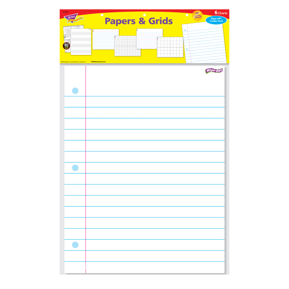 TREND Wipe-Off Papers And Grids Combo Pack, 17"