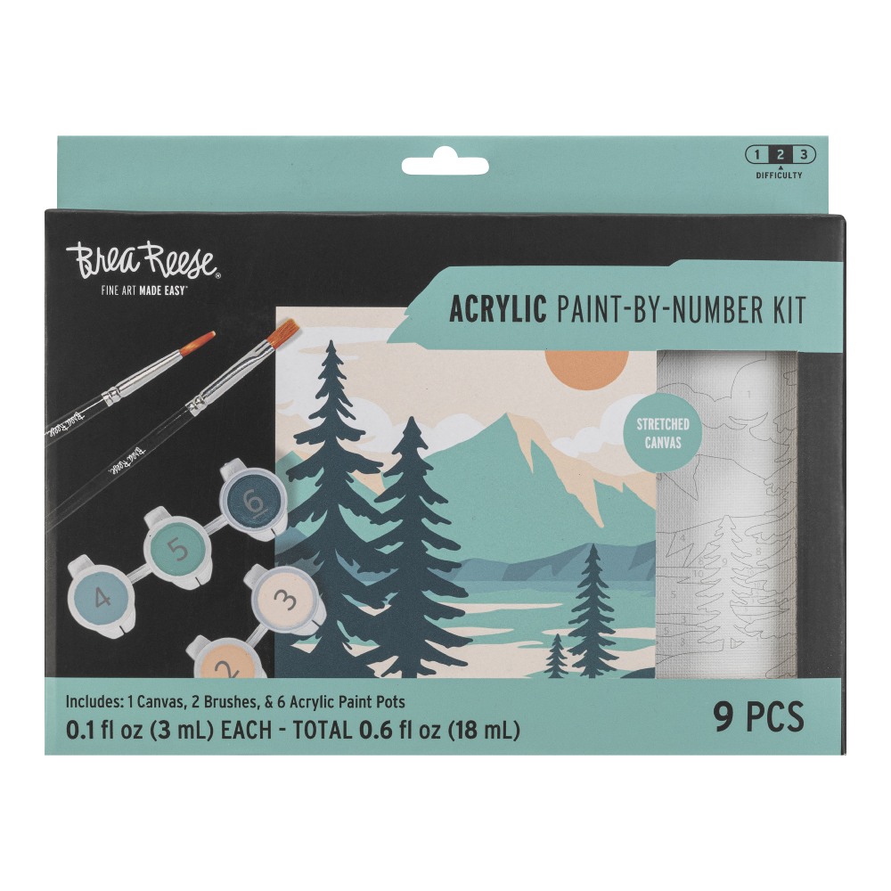Brea Reese® Acrylic Paint-By-Number Kit, Mountain Landscape