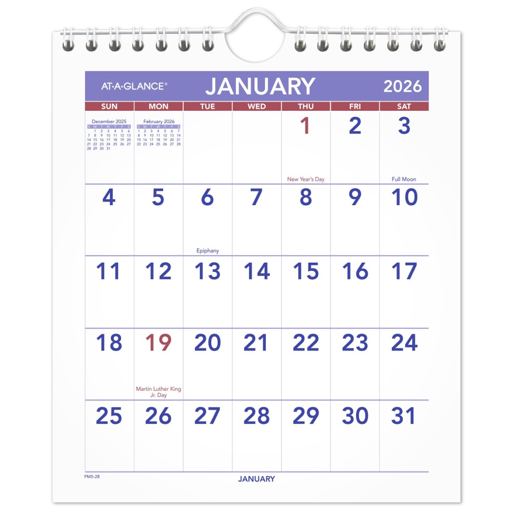 AT-A-GLANCE® 2026 Monthly Wall Calendar, Mini, 6 1/2"