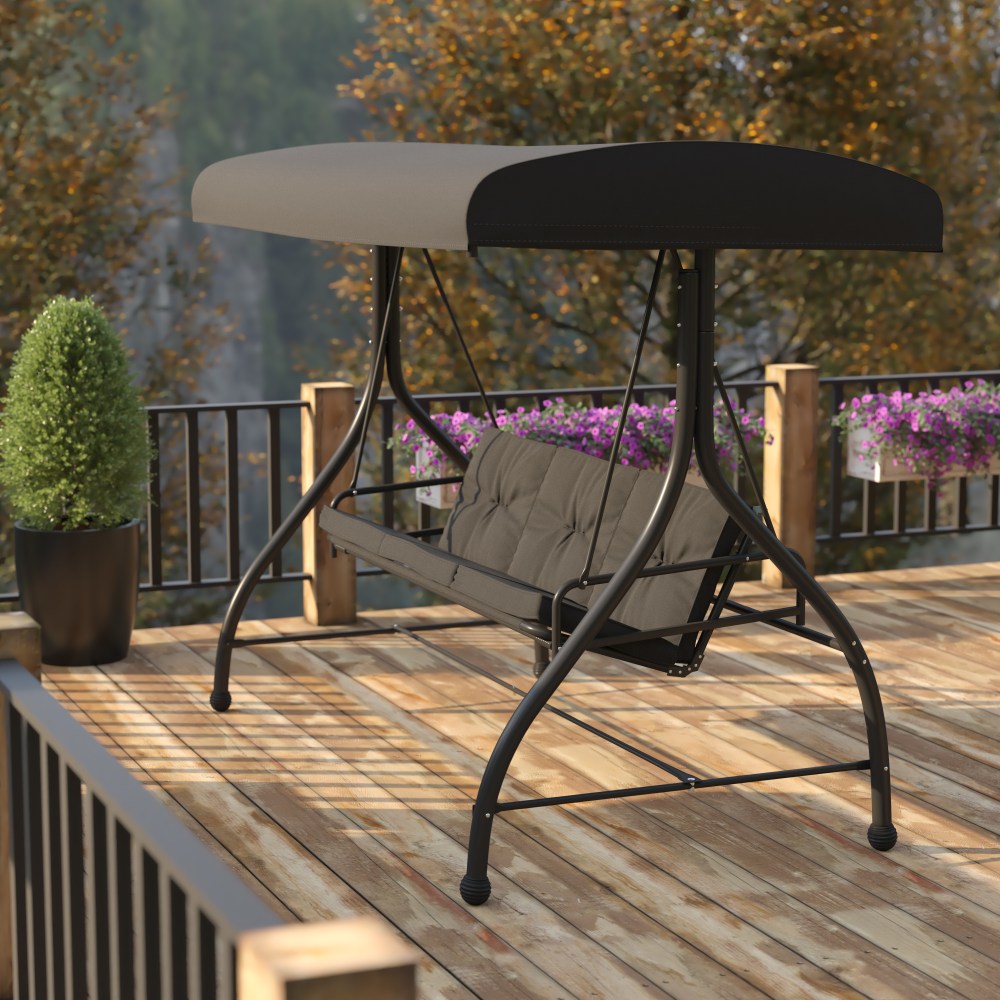 Flash Furniture Tellis 3-Seat Outdoor Steel Converting Patio