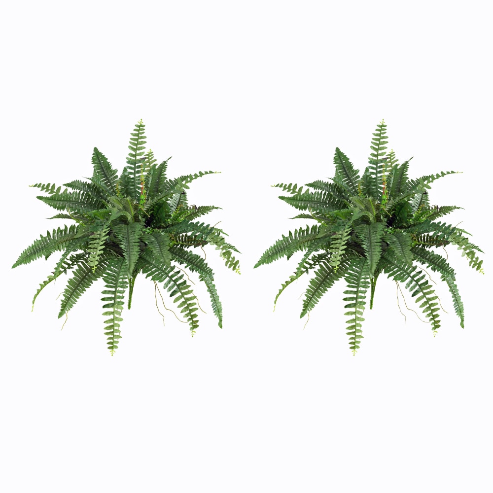 Nearly Natural 15"H Polyester Boston Fern Plants, Green,