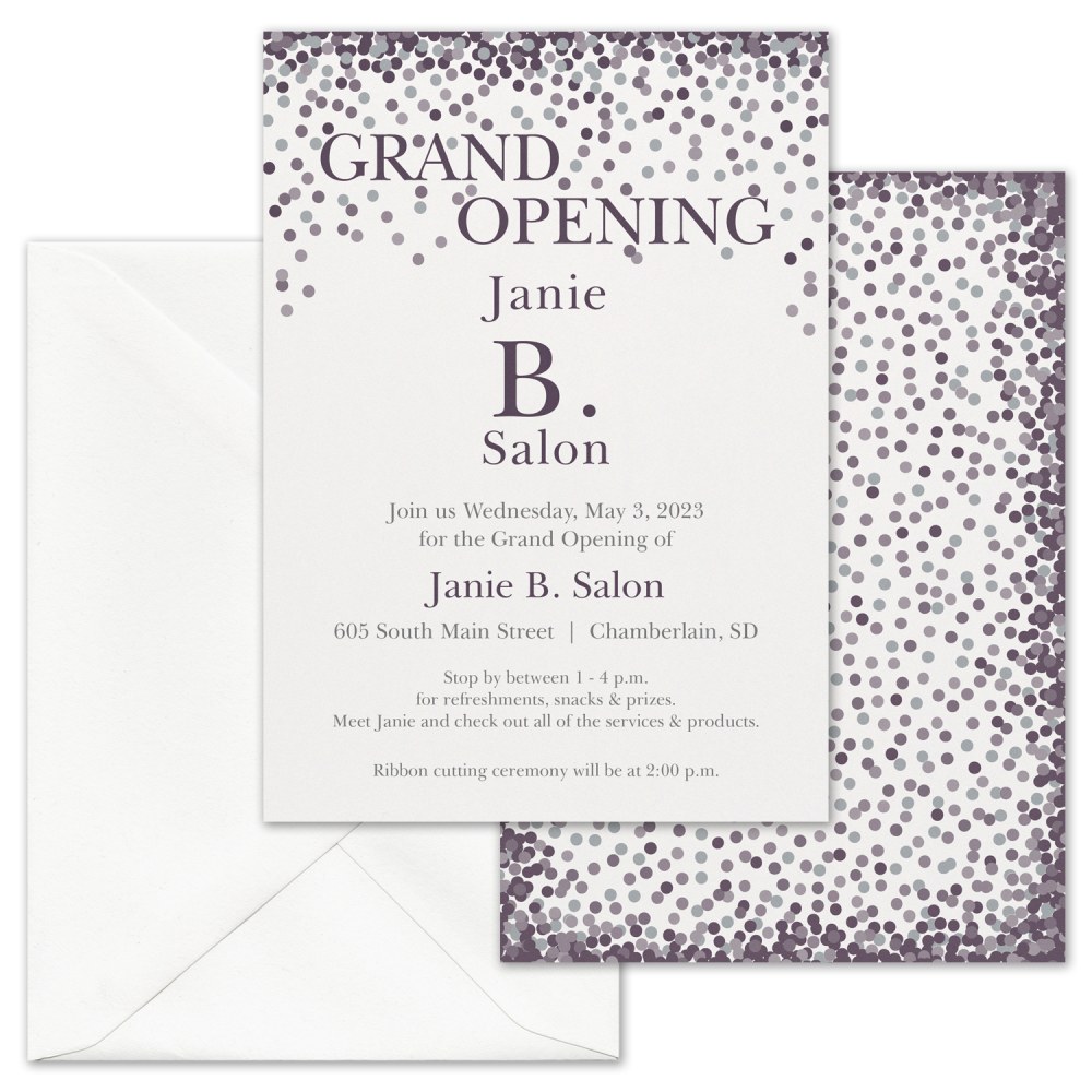 Custom Shaped Event Invitations With Envelopes, Confetti Grand