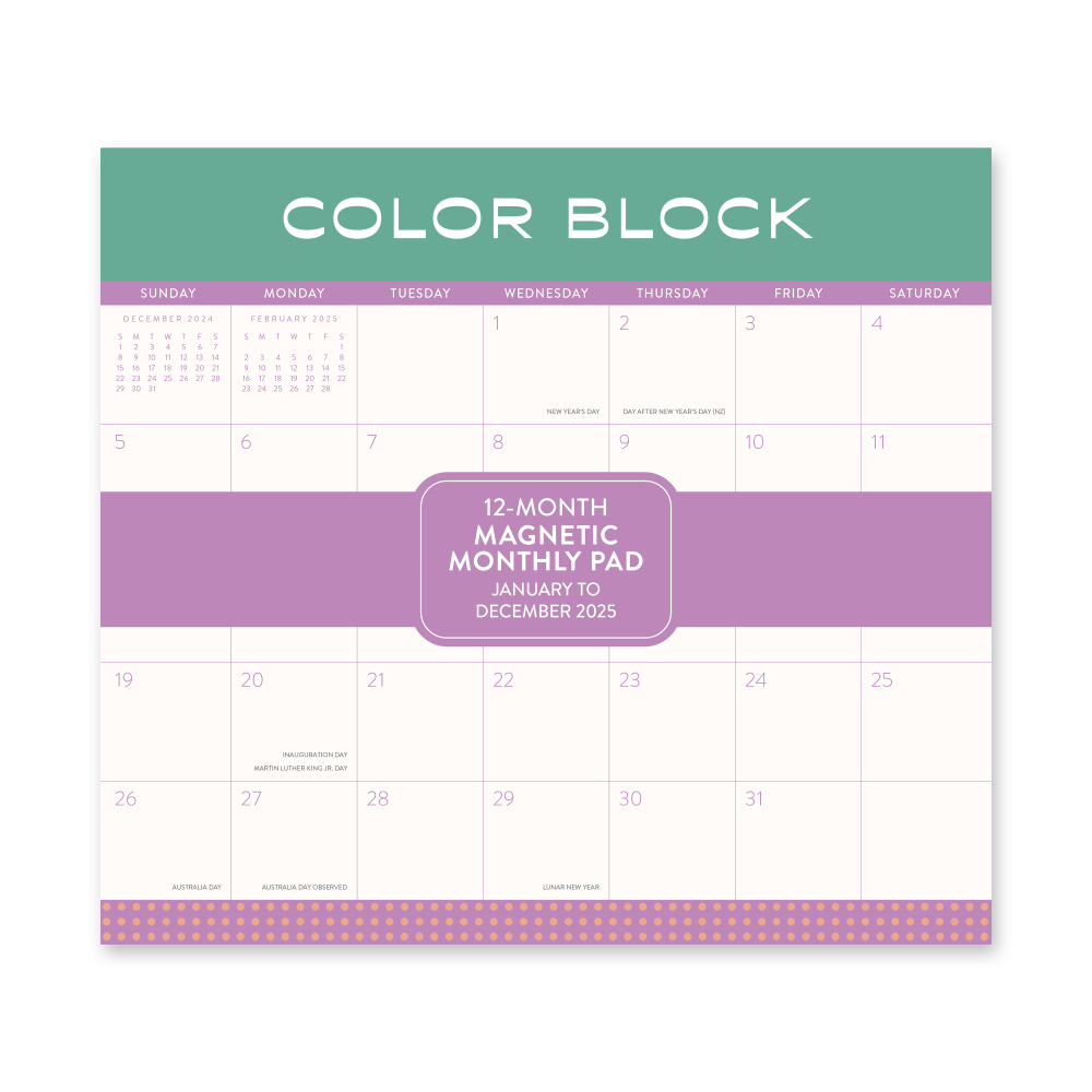 2025 Orange Circle Studio Monthly Magnetic Calendar Pad,