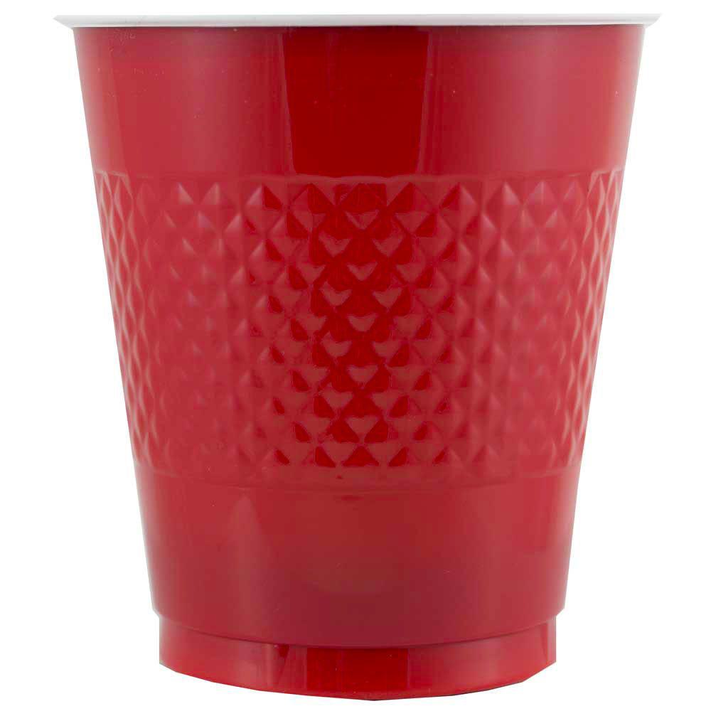 JAM PAPER Plastic Party Cups, 16 oz, Red,