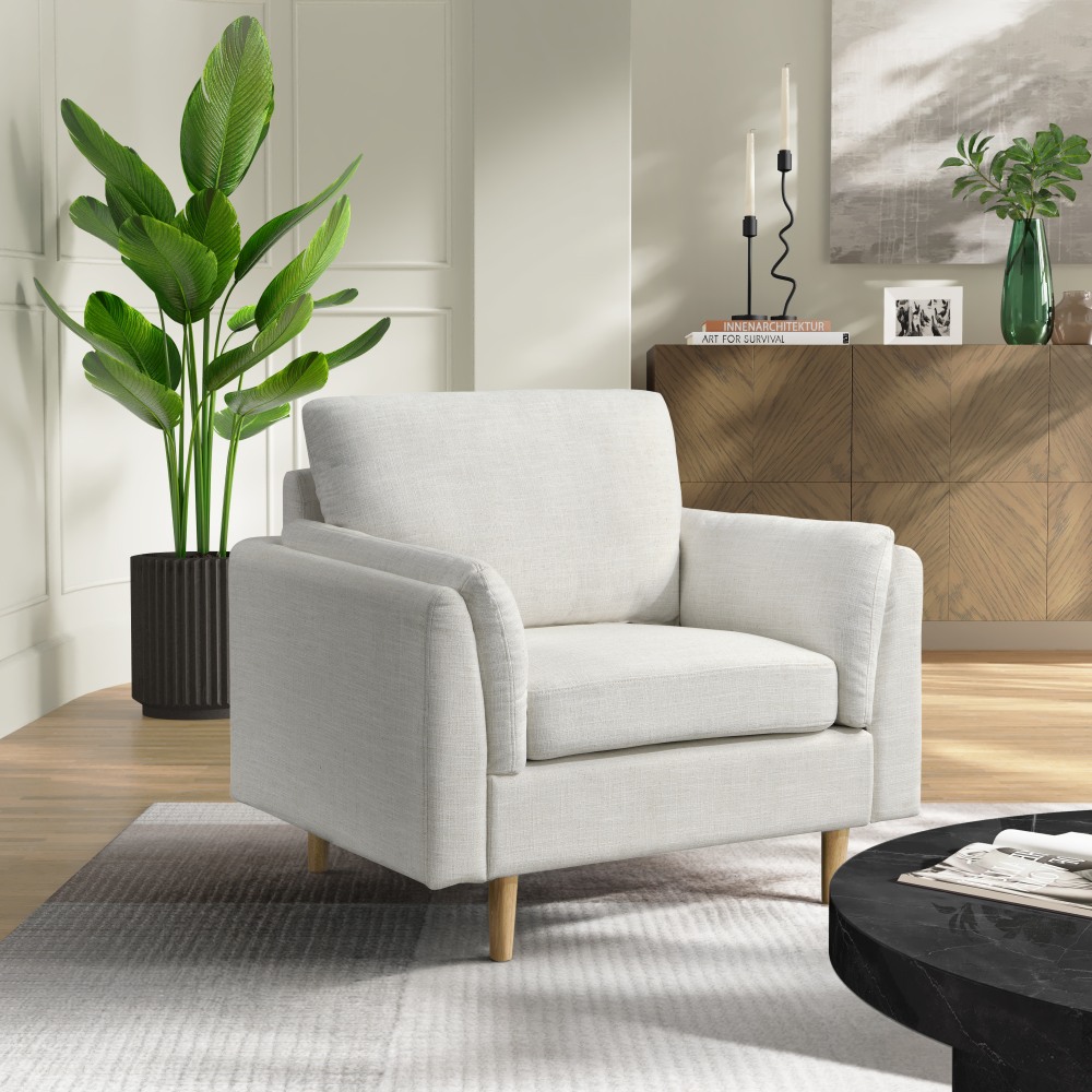 Lifestyle Solutions Santiago Polyester Guest Chair, Cream