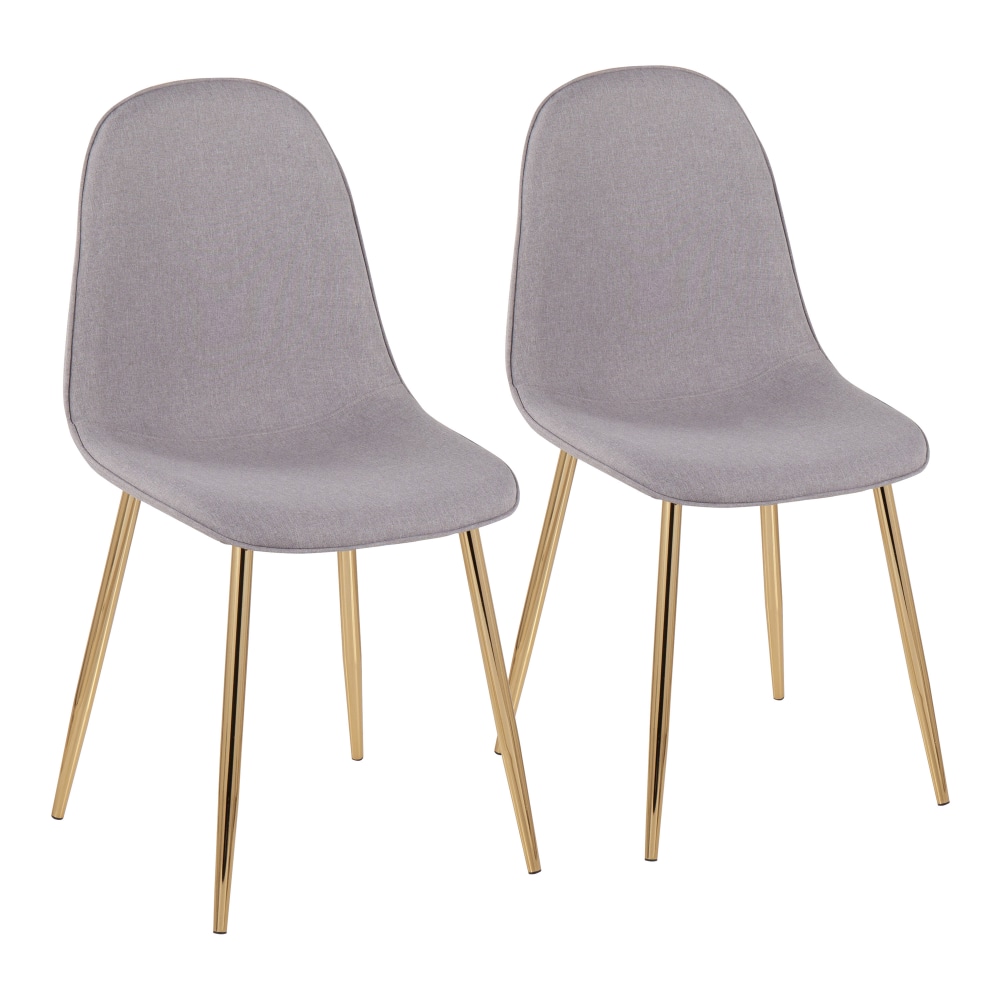 LumiSource Pebble Fabric Chairs, Light Gray/Gold, Set Of