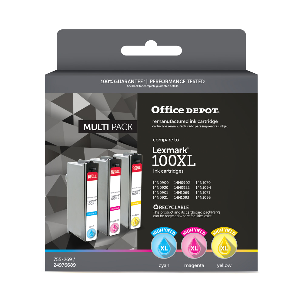 Office Depot® Remanufactured Cyan; Magenta; Yellow High-Yield Ink