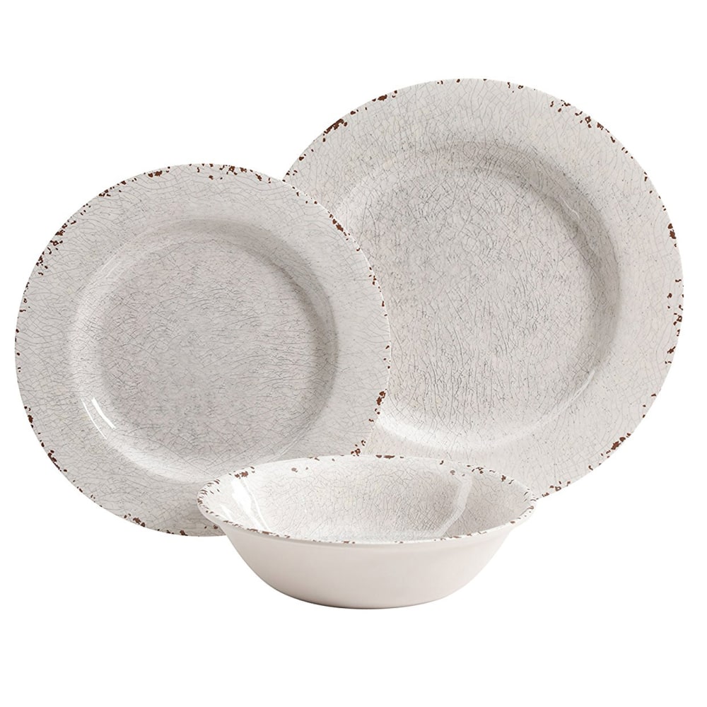 Gibson Studio California Mauna 12-Piece Melamine Dinnerware Set,