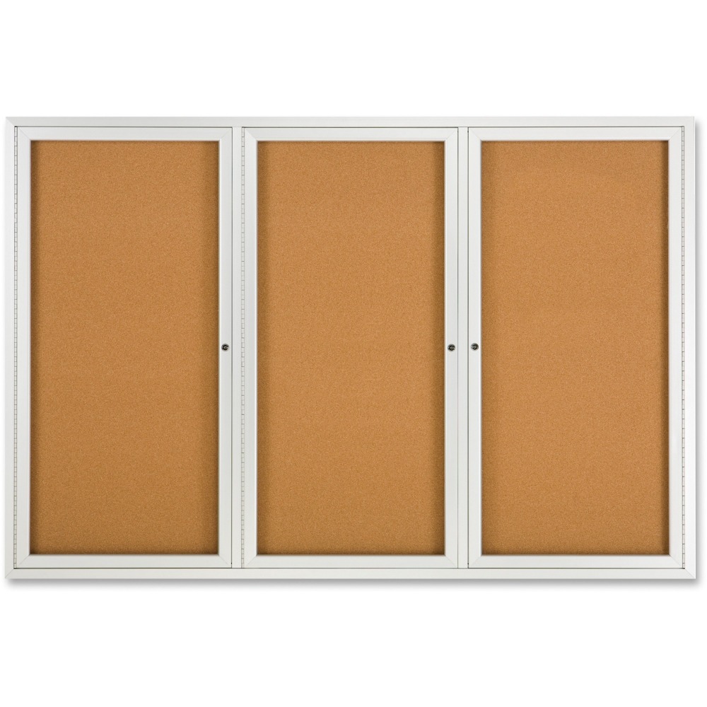 Quartet® Fully Enclosed 3-Door Bulletin Board, 72" x