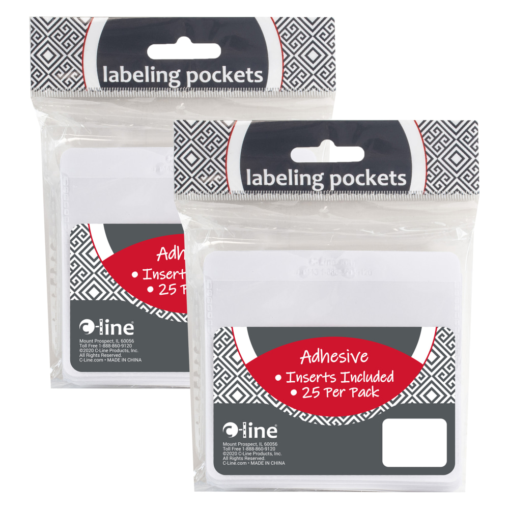 C-Line Self-Adhesive Labeling Pockets With Inserts, 3-3/4" x