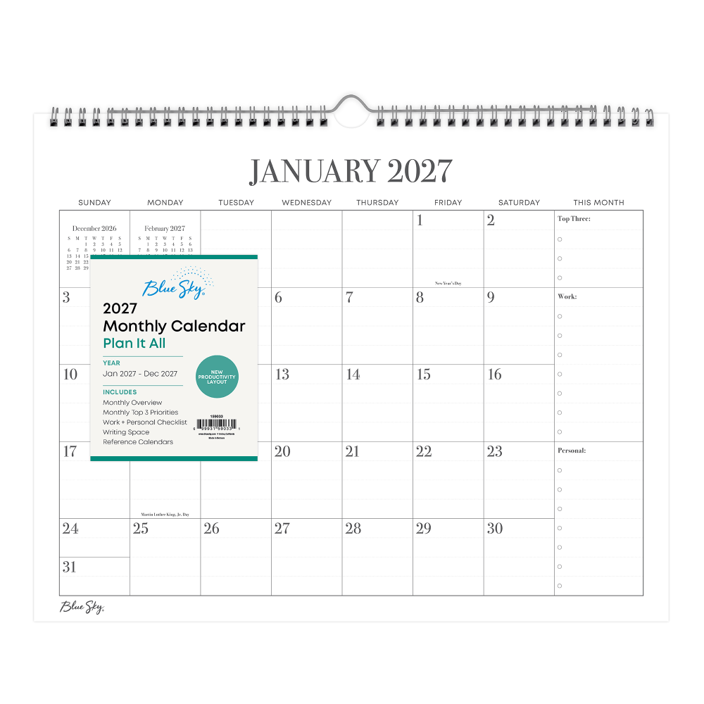 2027 Plan It All Standard Monthly Wall Calendar