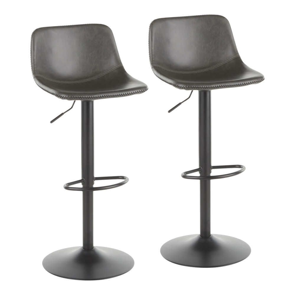 LumiSource Duke Adjustable Industrial Bar Stools With Backs,
