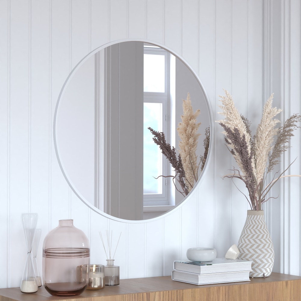 Flash Furniture Julianne Round Metal-Framed Wall Mirror,