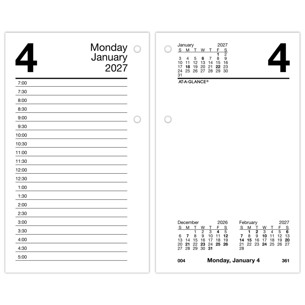 AT-A-GLANCE® 2027 Recycled Daily Loose-Leaf Desk Calendar Refill,