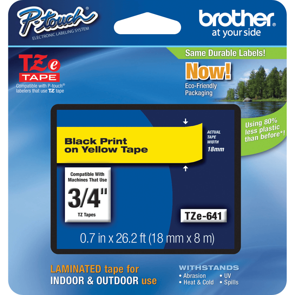 Brother® TZe-641 Black-On-Yellow Tape, 0.75" x 26.2&#x27;