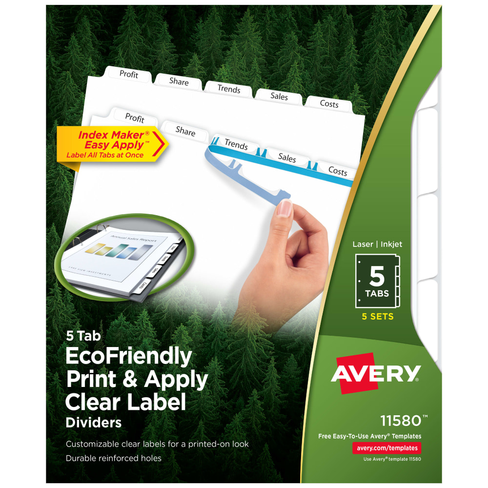 Avery® 100% Recycled EcoFriendly Index Maker® Clear Label