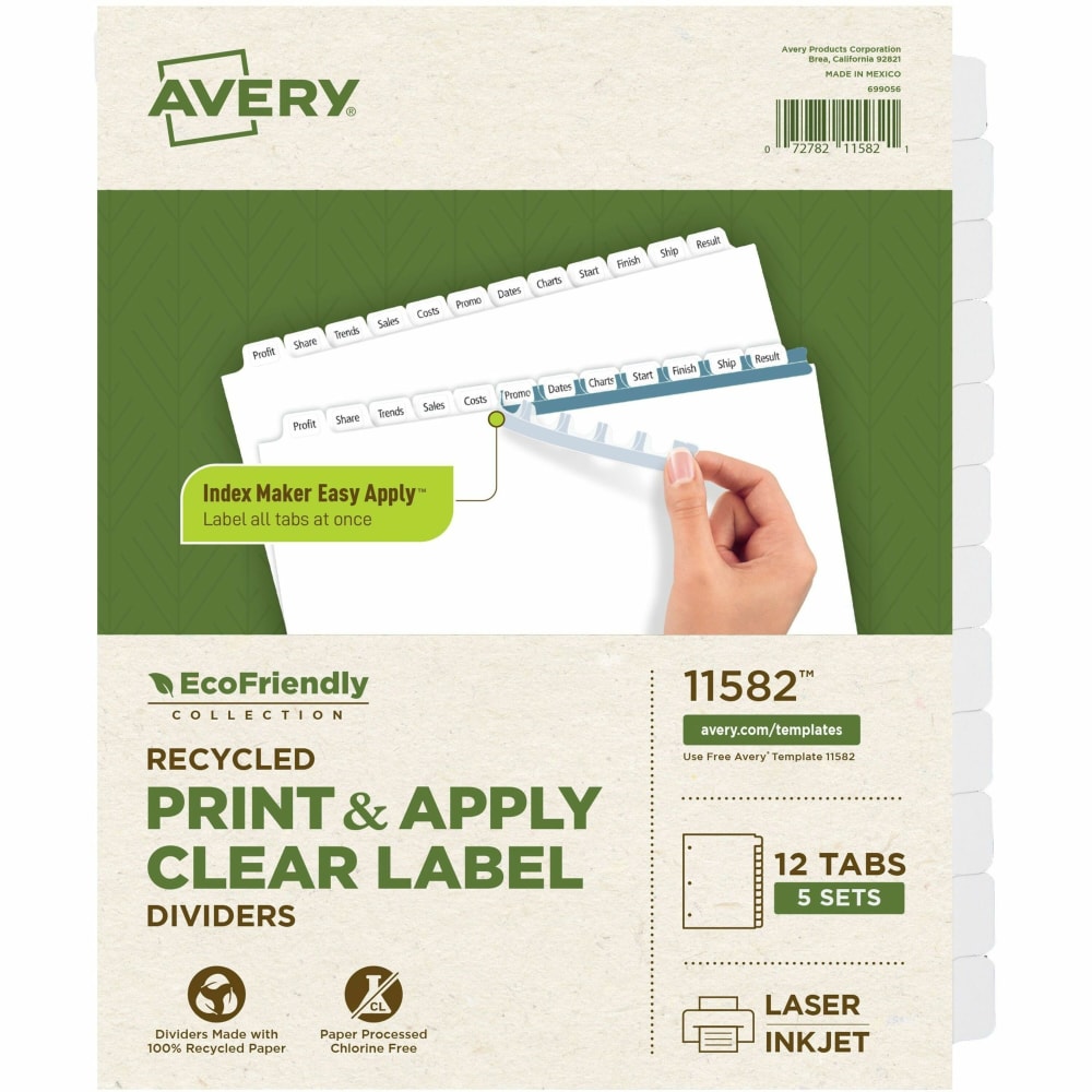 Avery® EcoFriendlyIndex Maker® 100% Recycled Clear Label