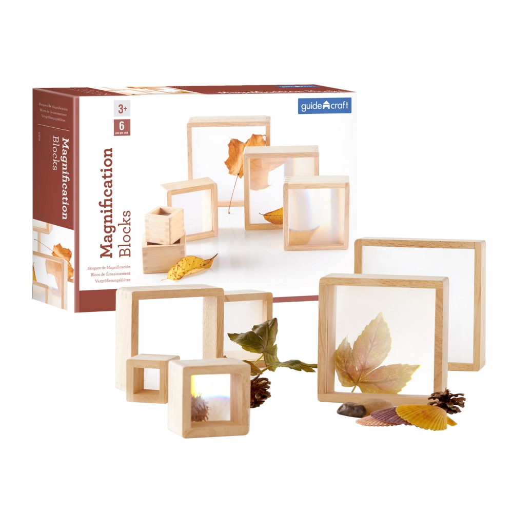Guidecraft USA Magnification Blocks, Natural, Set Of 6