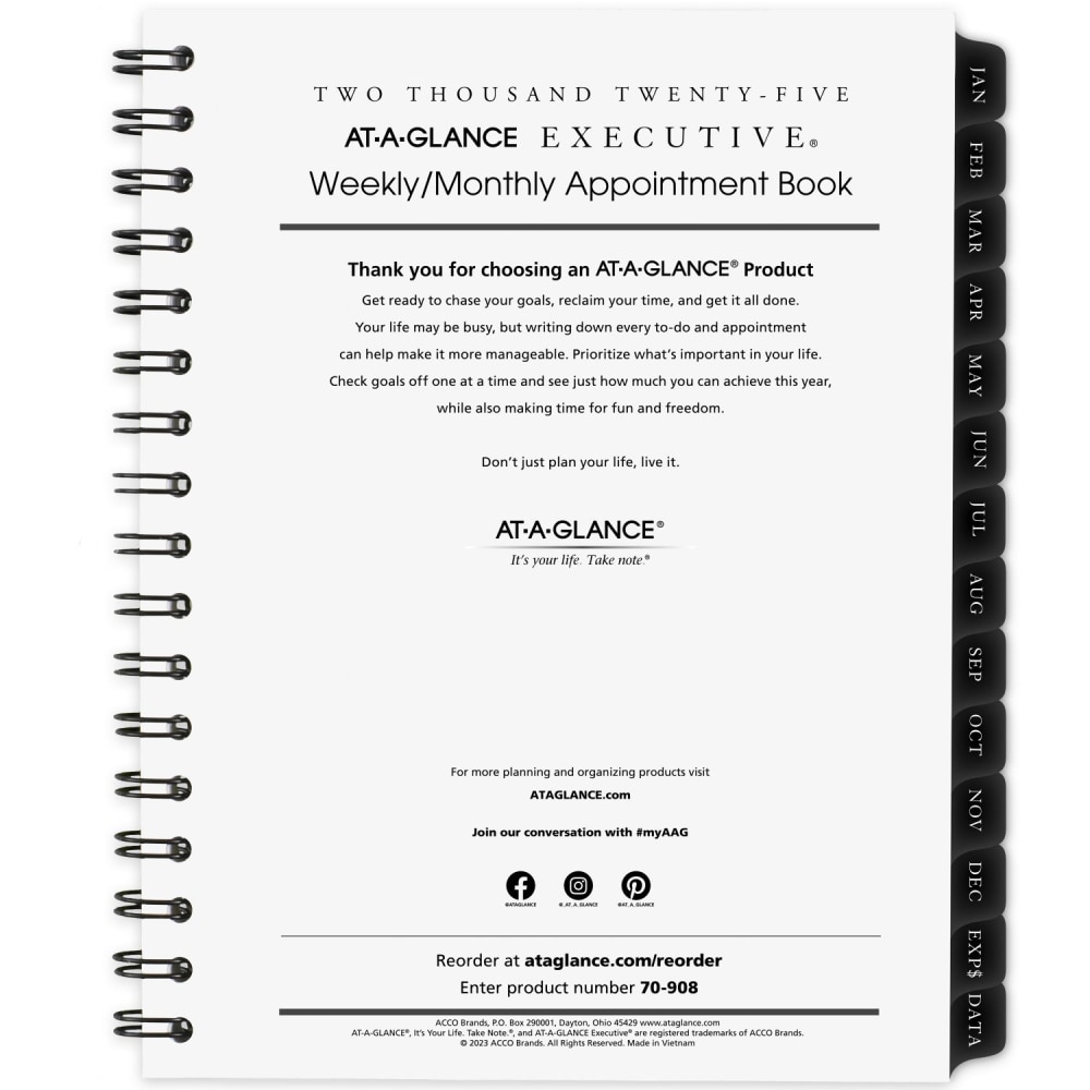 2025 AT-A-GLANCE® Executive Weekly/Monthly Appointment Book
