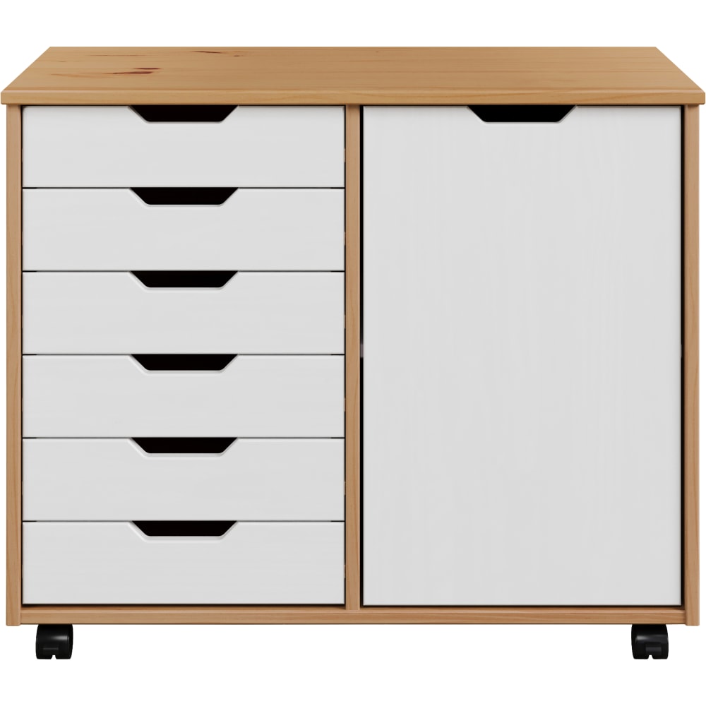 Trendfurn Omnia 1-Door Roll Cart, 6 Drawers, 25-3/4”
