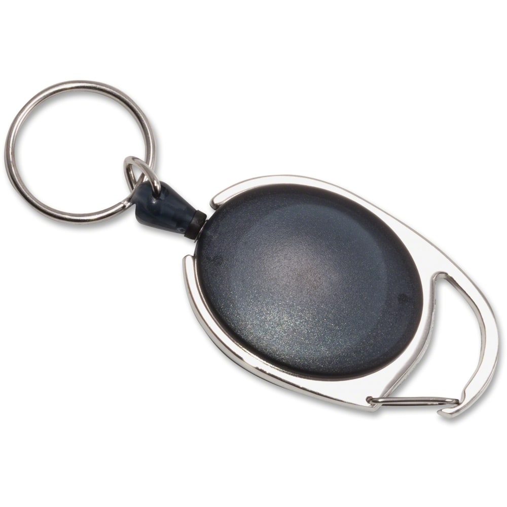 Advantus Retractable Carabiner Reel With Key Rings, Smoke,
