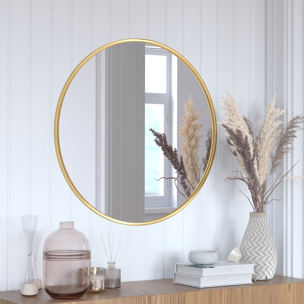 Flash Furniture Julianne Round Metal-Framed Wall Mirror,