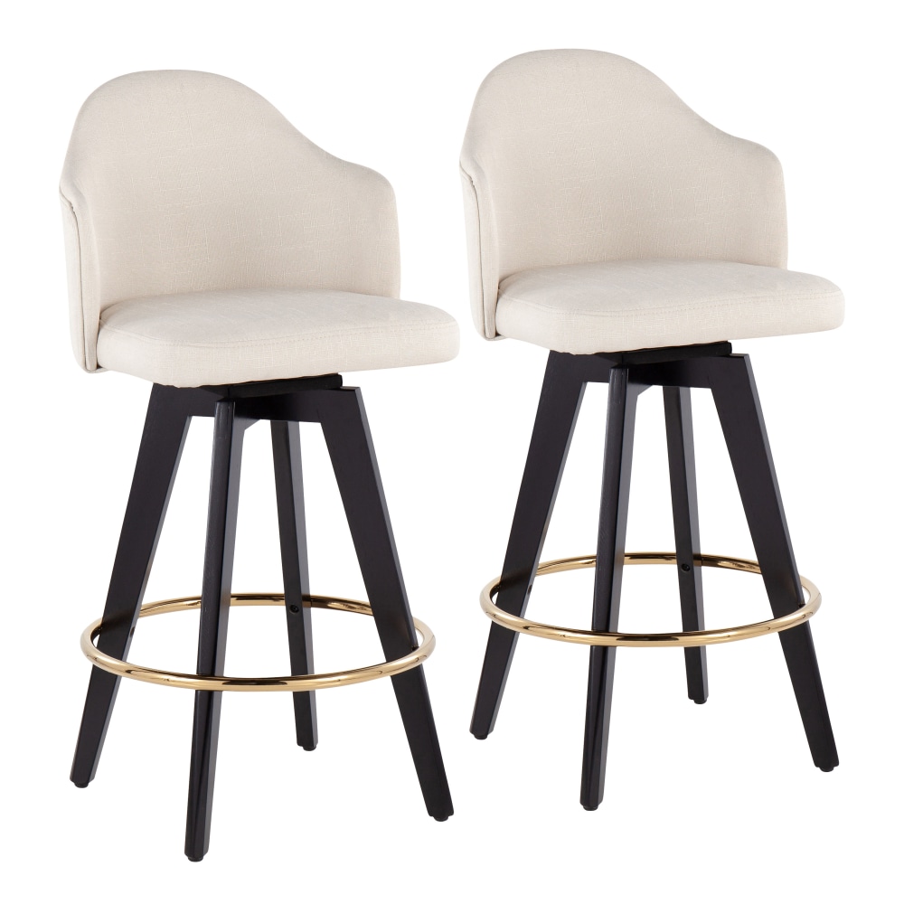 LumiSource Ahoy Fabric Counter Stools, Black/Cream, Set Of