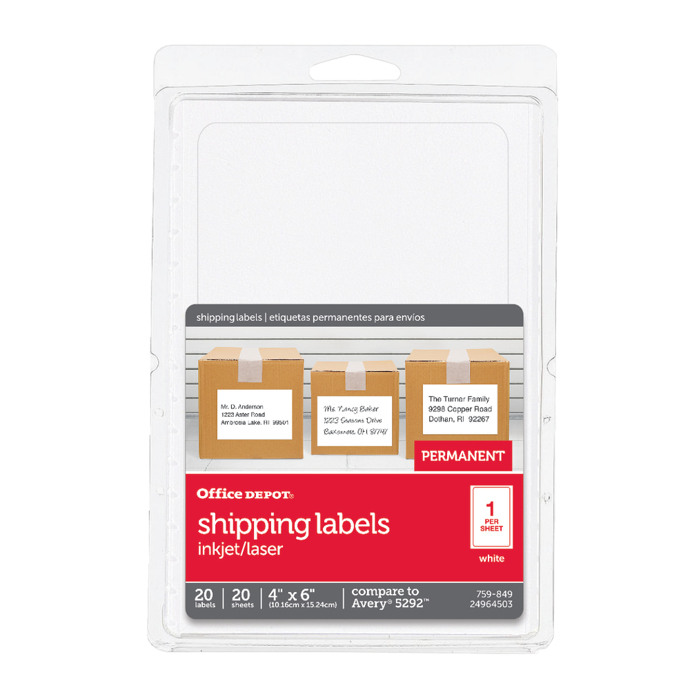 Office Depot® Brand Permanent ID Labels, OD98814, Rectangle,