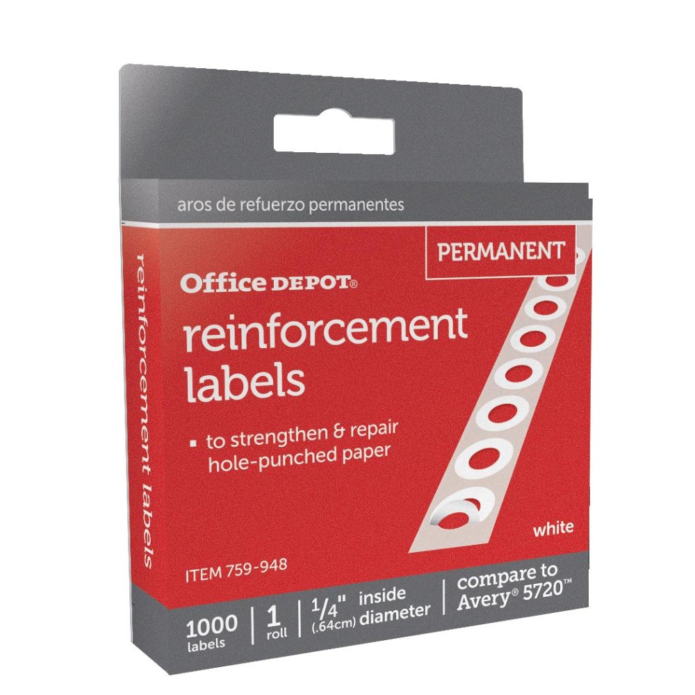 Office Depot® Brand Permanent Self-Adhesive Reinforcement Labels,