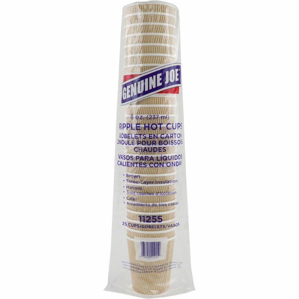 Genuine Joe 8 oz Rippled Hot Cups -