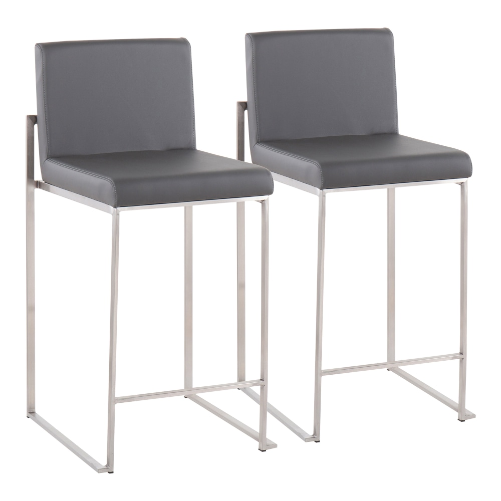 LumiSource Fuji Contemporary Counter Stools, Gray/Silver, Set Of