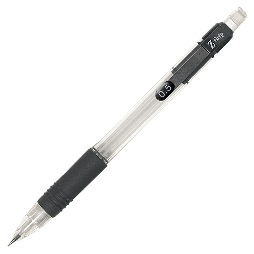 Zebra® Z-Grip™ Mechanical Pencils, 0.5 mm, Clear/Black Barrels,