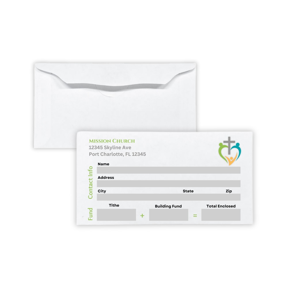 Custom Easy Open Flap Church Tithing/Offering Envelopes, Full