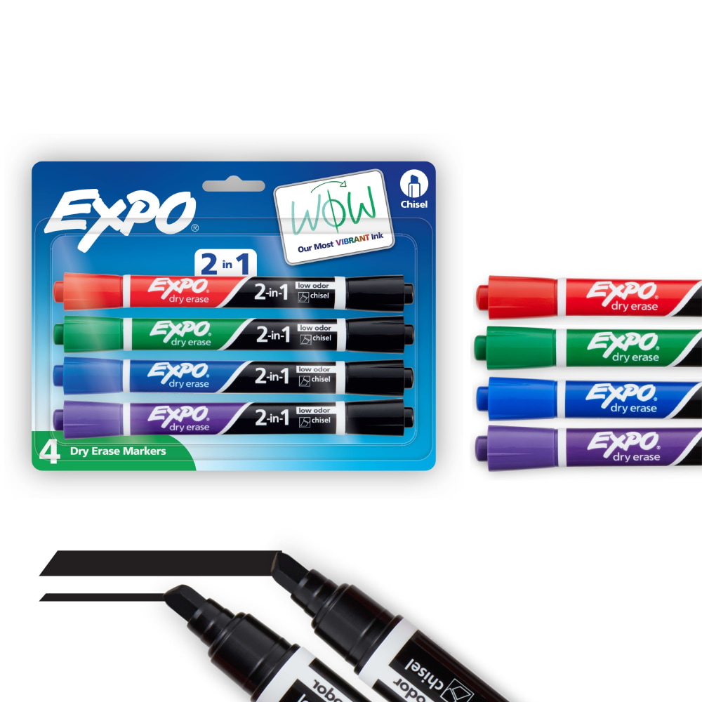 EXPO® 2-in-1 Dry-Erase Markers, Chisel Tip, Assorted Ink