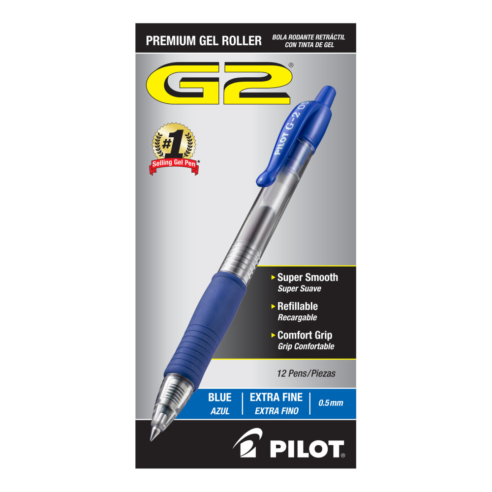 Pilot® G2 Retractable XFine Gel Rollerball Pens, Pack